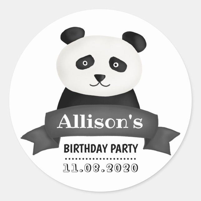 Panda Födelsedagsfest Runt Klistermärke (Framsida)