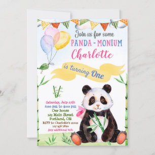 Panda-födelsedagsinbjudan 1:a första födelsedagsfe inbjudningar
