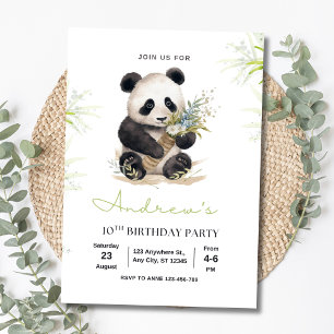 Panda födelsedagsinbjudan, Bambu Panda Pojkars föd Inbjudningar