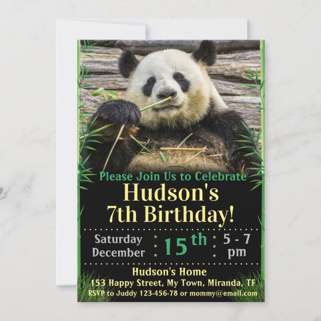 Panda födelsedagsinbjudan inbjudningar (Framsida)