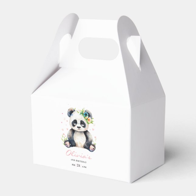 Panda födelsedagsinbjudan, Panda flicka födelsedag Presentaskar (Framsidan Sidan)