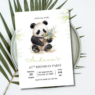 Panda födelsedagsinbjudan, Panda födelsedagsfest Inbjudan