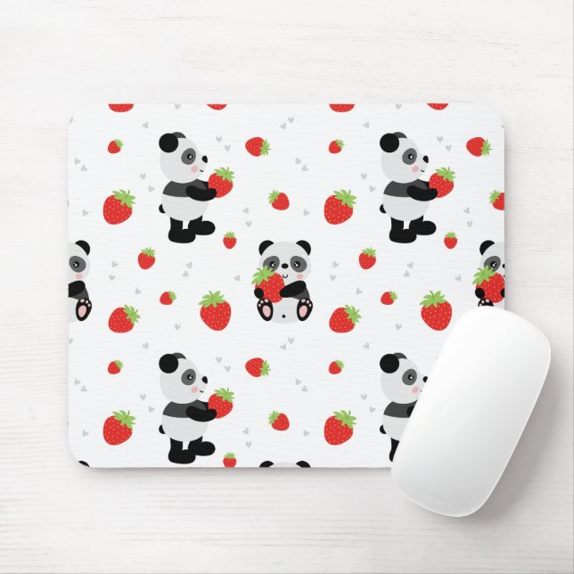 Panda fofo com morango musmatta (Med mus)