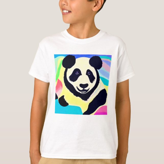 Panda fond multicolore t shirt (Framsida)