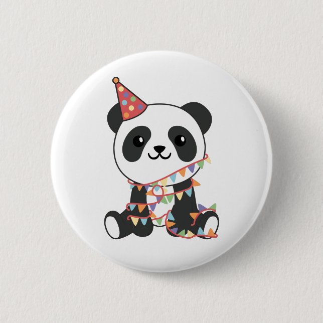 Panda För barn A Birthday Button Knapp (Framsida)