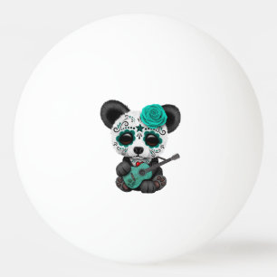 Panda för blåttsockerskalle som leker gitarren pingisboll