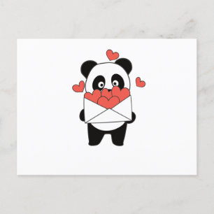 Panda för hjärtans dagsljus med ört vykort