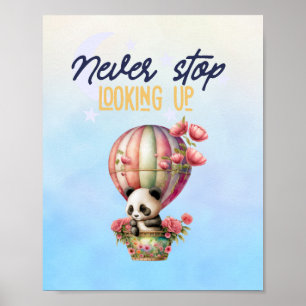 panda för inspirerande luftballong poster utskrift