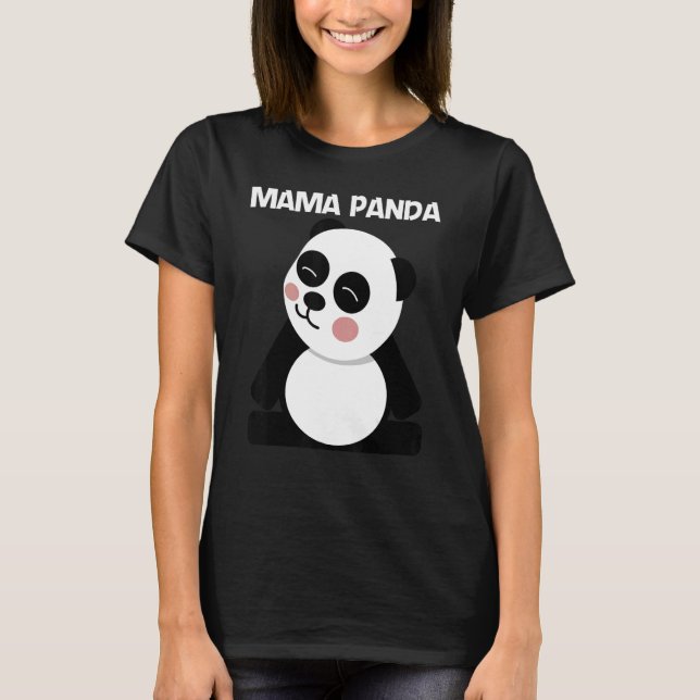 Panda för Kvinnor Mamma Svarta björnen Unge T Shirt (Framsida)
