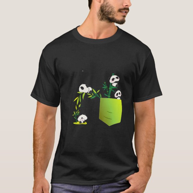 Panda för och fickpanda familj t shirt (Framsida)