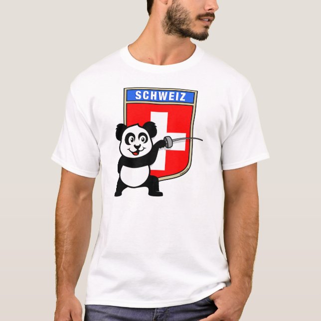 Panda för Schweiz Fencing T-shirt (Framsida)