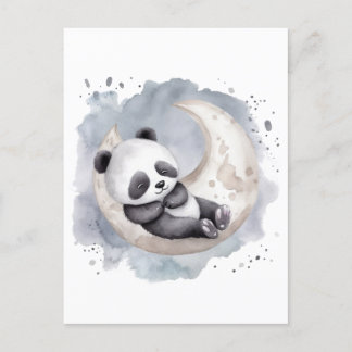 Panda för sömnvattenfärg Crescent Måne Baby Vykort