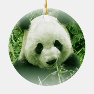 Panda Forest Grass Löv Julgran Ornament