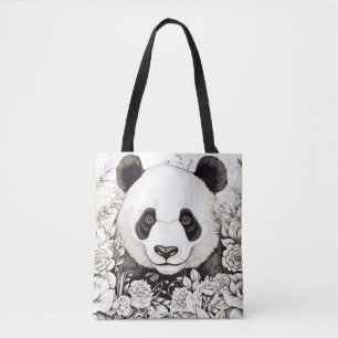 Panda fredliga naturen Prairie Sketch Teckning Sti Tygkasse