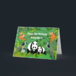 Panda & Friends in in the Bamboo Forest Kort<br><div class="desc">Ett fantastiskt,  sött födelsedagskort med en gigantisk panda och hennes unge,  röda pandor och Dam Amhersts fasaner. Anpassa texten för att anpassa det här vackra hälsningskortet.</div>