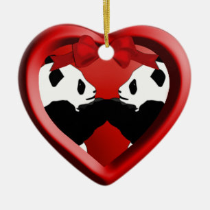 Panda Friends jul jul Heart Ornament