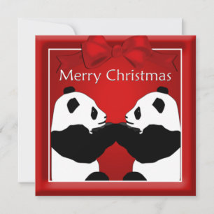 Panda Friends lite jul Hälsning Julkort