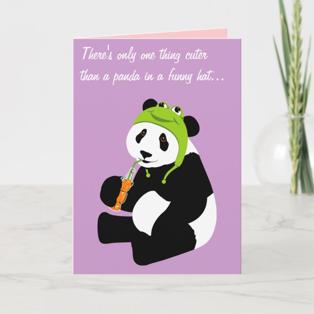 Panda Frog Hat (födelsedag) Kort (Framsida)