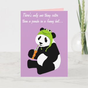 Panda Frog Hat (födelsedag) Kort