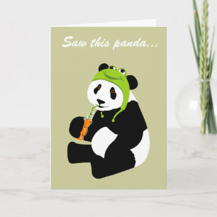 Panda Frog Hat (födelsedag) Kort
