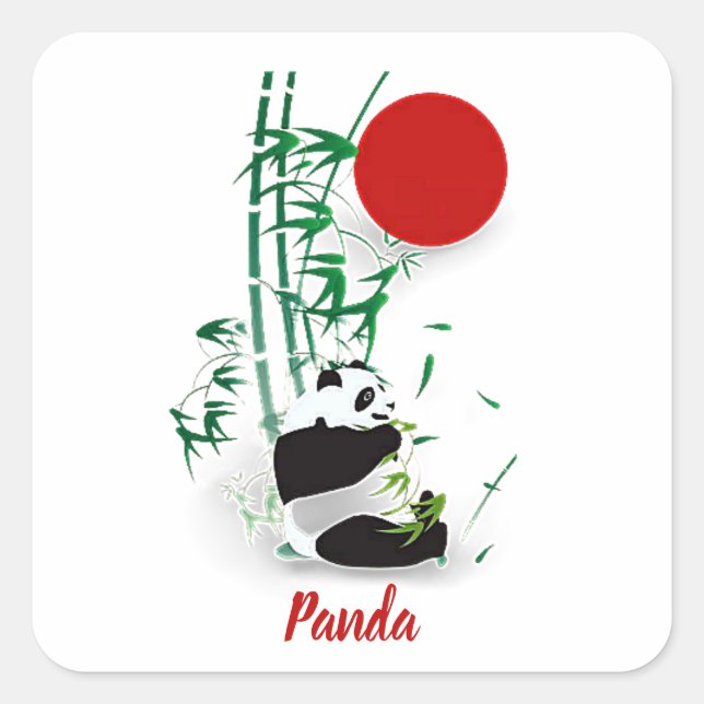 Panda Fyrkantigt Klistermärke (Framsida)