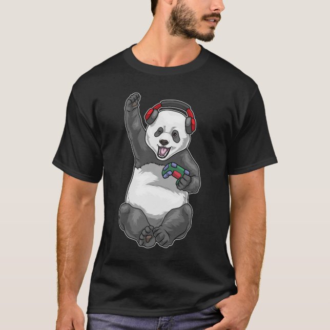 Panda Gamer Controller T Shirt (Framsida)