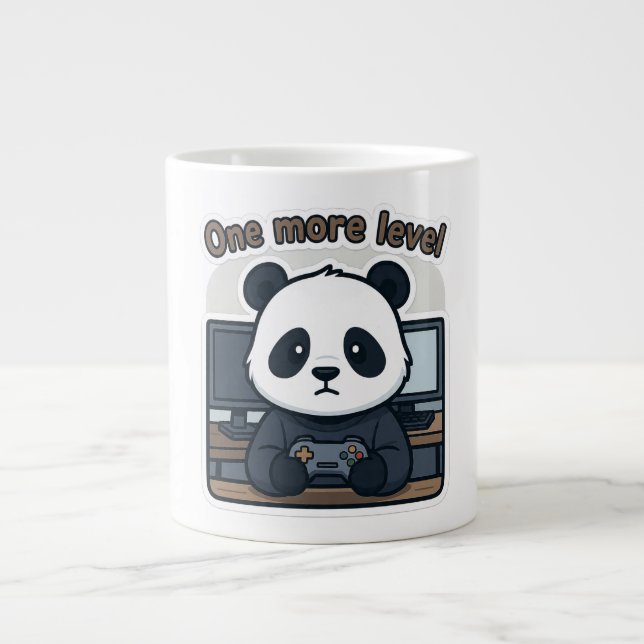 Panda Gamer Meme Cartoon Mugg Jumbo Mugg (Framsidan)