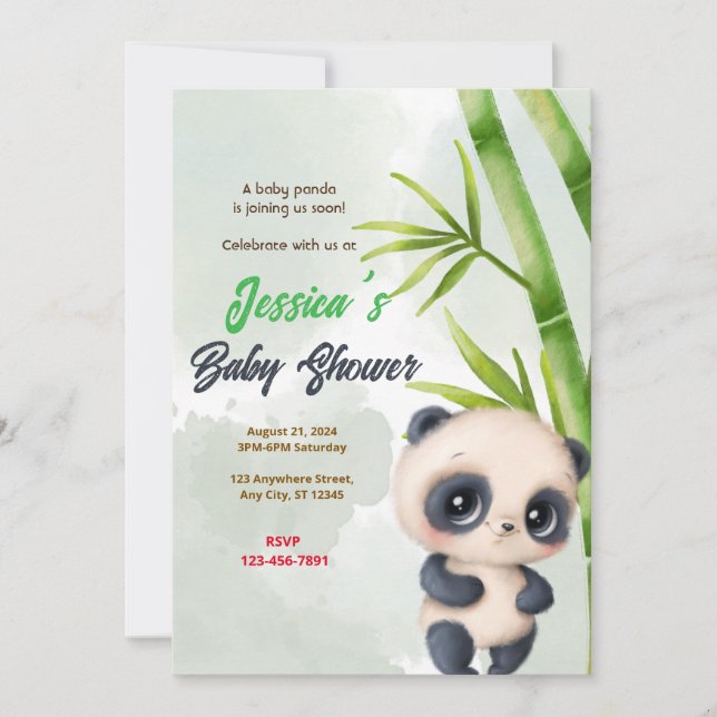 Panda Garden Baby Shower Inbjudningar (Framsida)