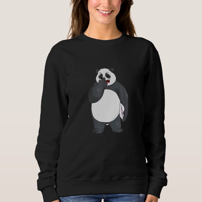 Panda Gäspning Sömnig Förvånad Orolig Trött Kina T Shirt (Framsida)