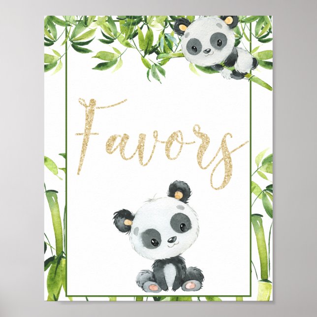 Panda Gender Neutral Baby Shower Birthday Favors Poster (Framsidan)