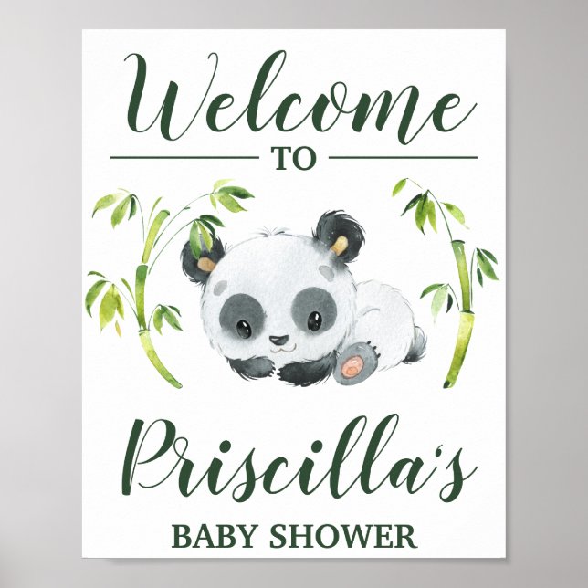 Panda Gender Neutral Baby Shower Välkommen Poster (Framsidan)