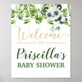 Panda Gender Neutral Baby Shower Välkommen Poster