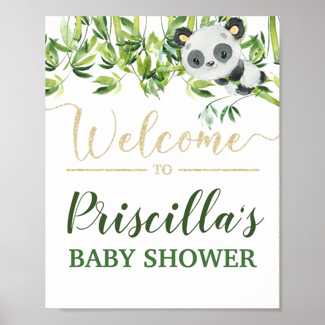 Panda Gender Neutral Baby Shower Välkommen Poster (Framsidan)