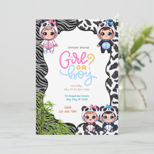 Panda Gender Reveal Inbjudningar