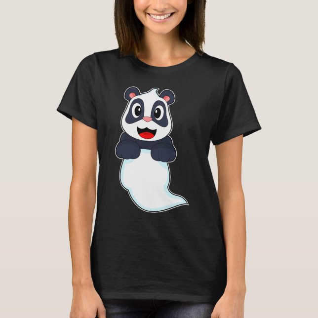 Panda Ghost Halloween T Shirt (Framsida)