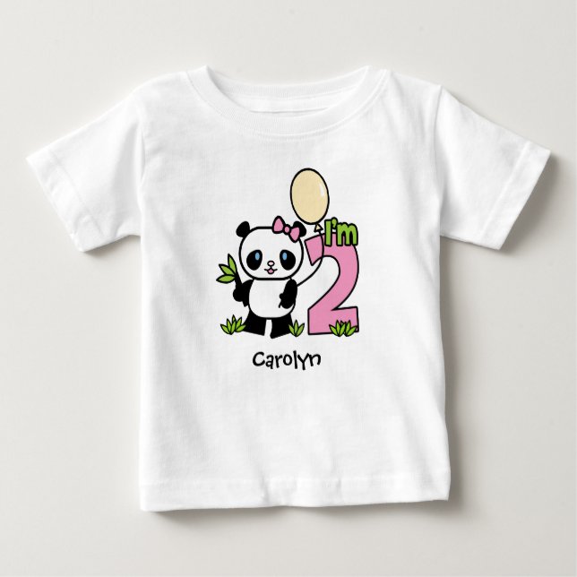 Panda Girl 2nd Birthday Baby T-Shirt (Framsida)