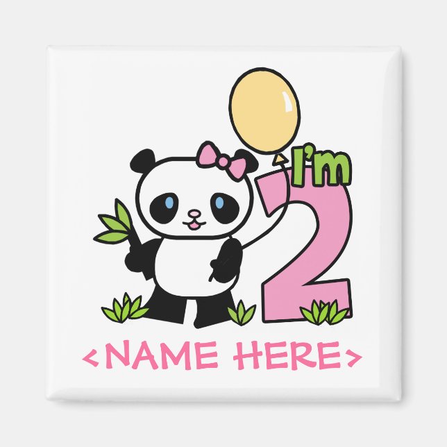 Panda Girl 2nd Birthday Magnet (Framsidan)