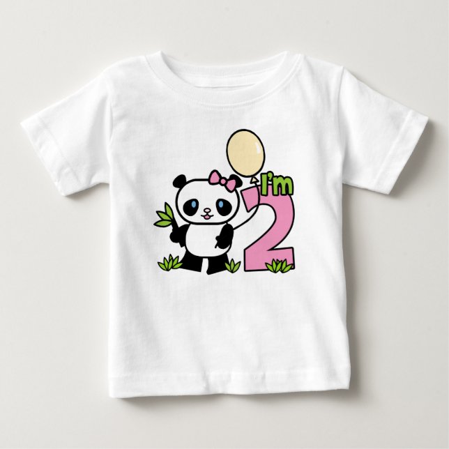 Panda Girl 2nd Birthday T Shirt (Framsida)