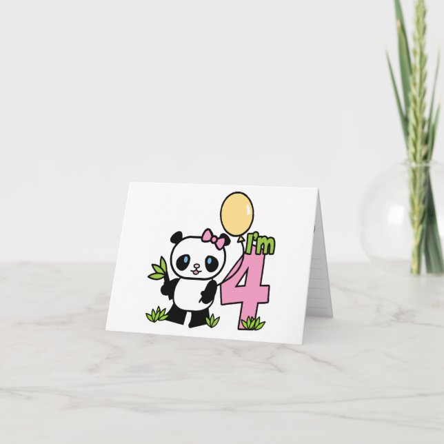 Panda Girl 4e födelsedagen-inkallelse Inbjudan (Framsida)