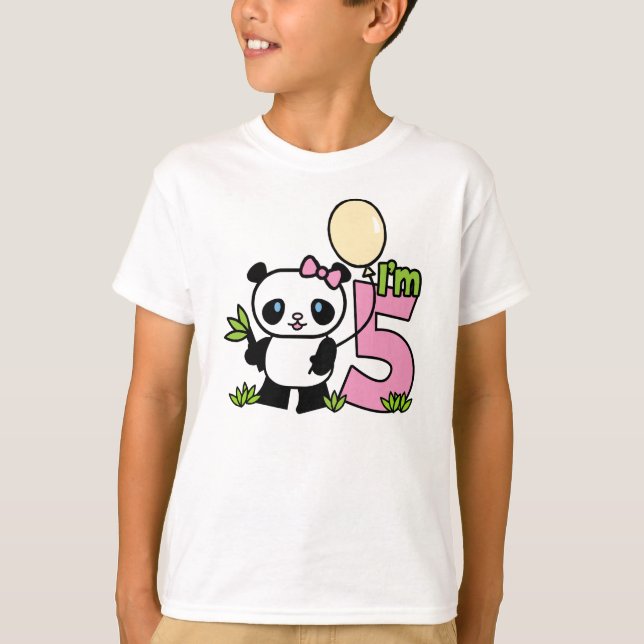 Panda Girl 5th Birthday Tee Shirt (Framsida)