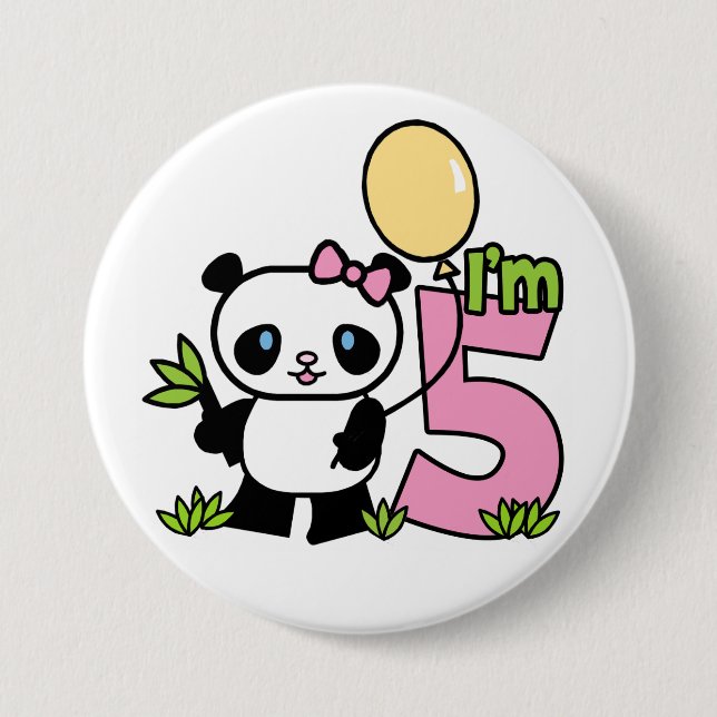 Panda Girl 6e Birthday Knapp (Framsida)