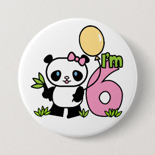 Panda Girl 6e födelsedag Knapp