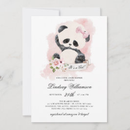Panda Girl Baby Shower Inbjudningar