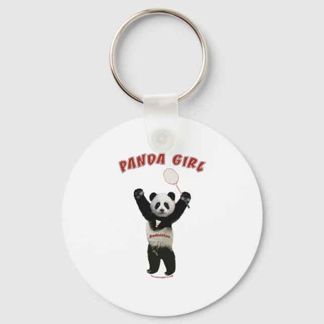 Panda Girl Badminton Nyckelring (Framsida)