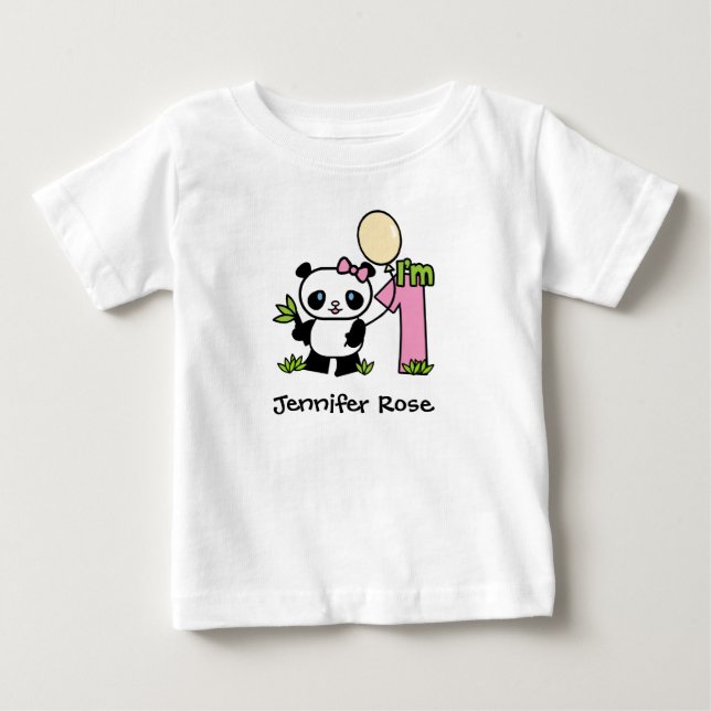 Panda Girl First Birthday Baby T-Shirt (Framsida)