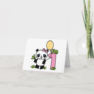 Panda Girl First Birthday Fill-in-inbjudningar Inbjudan