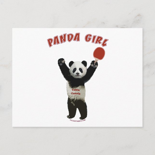 Panda Girl Ping Pong Vykort (Framsida)