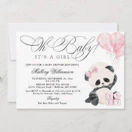 Panda Girl Shower-inbjudan Inbjudningar