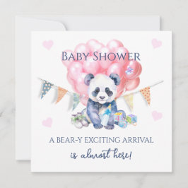 Panda girlang och ballonger Baby Shower Kort