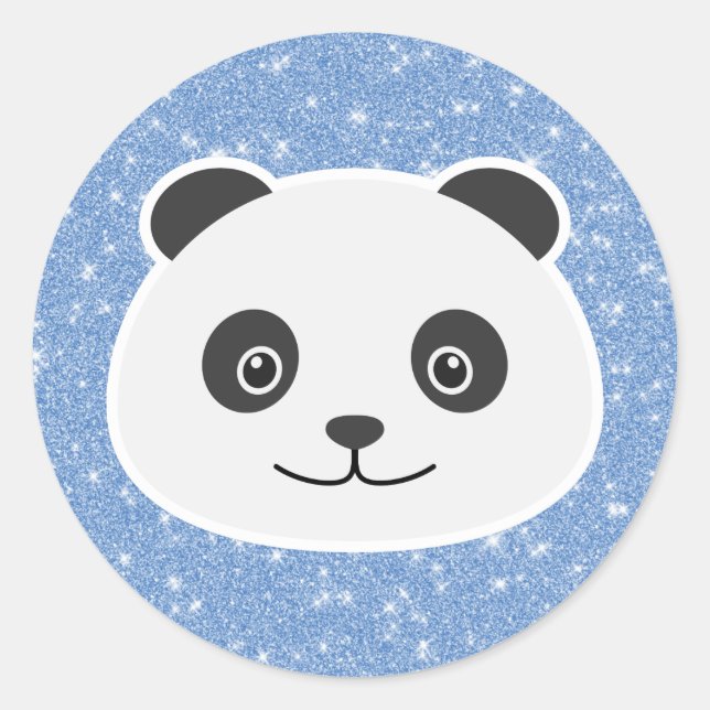 Panda Glitter Runt Klistermärke (Framsida)